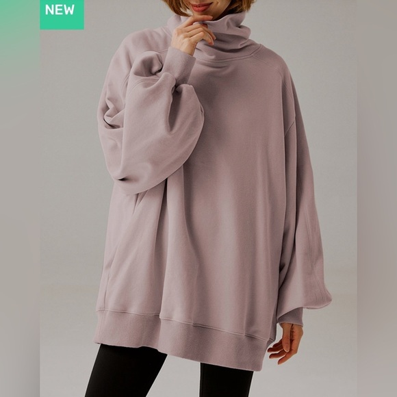 NWT Lit Whisper Oversized Turtleneck Sweatshirt in Heather Grey Size Small - Picture 8 of 10